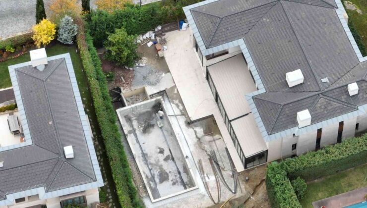 Sarıyer’de yakalanan çete liderinin kaldığı ev, havadan görüntülendi