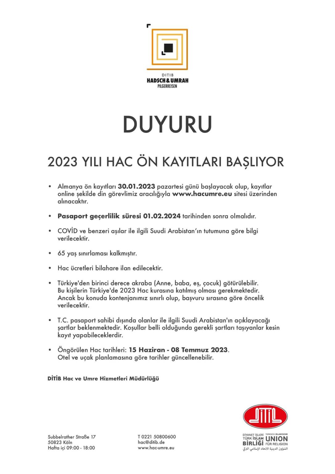 2024 Hac Fiyatları Almanya’da Hacca Umre'ye Gitmek Kaç Euro?