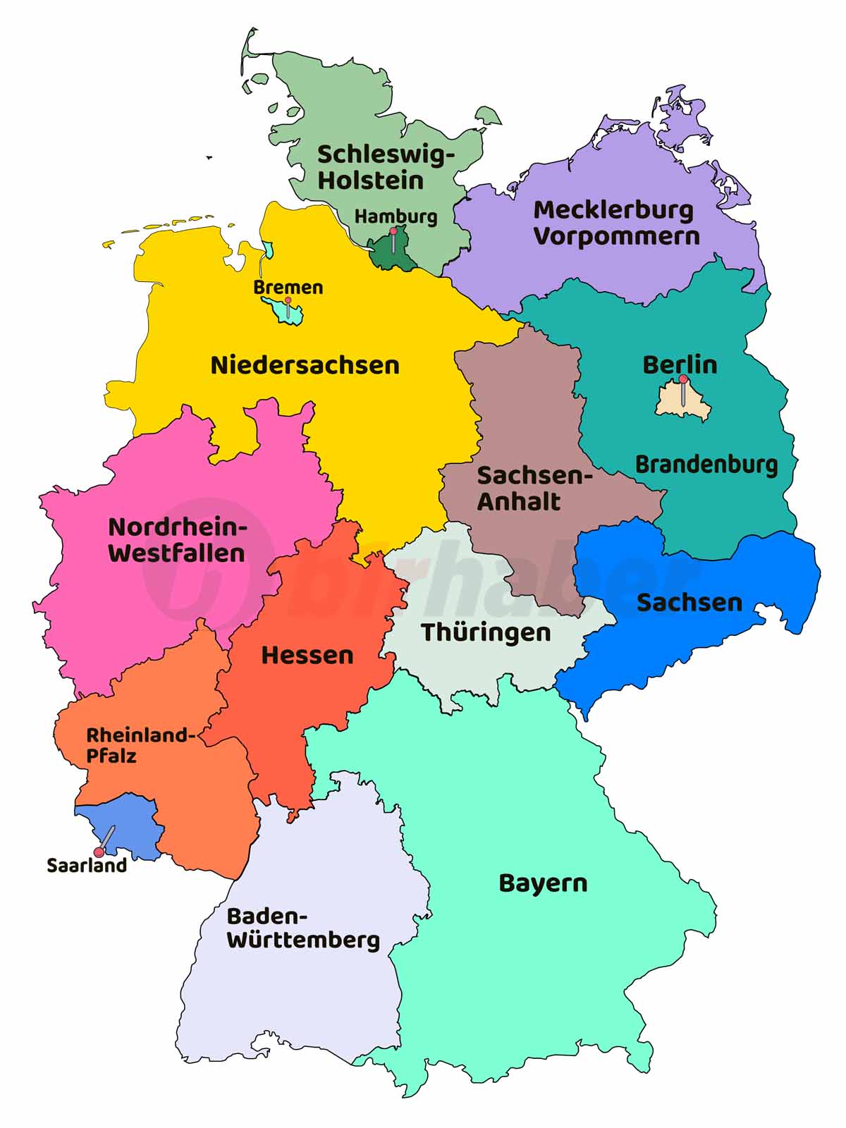 Almanya Haritası Eyalet Haritası Eyaletler ve Şehirleri